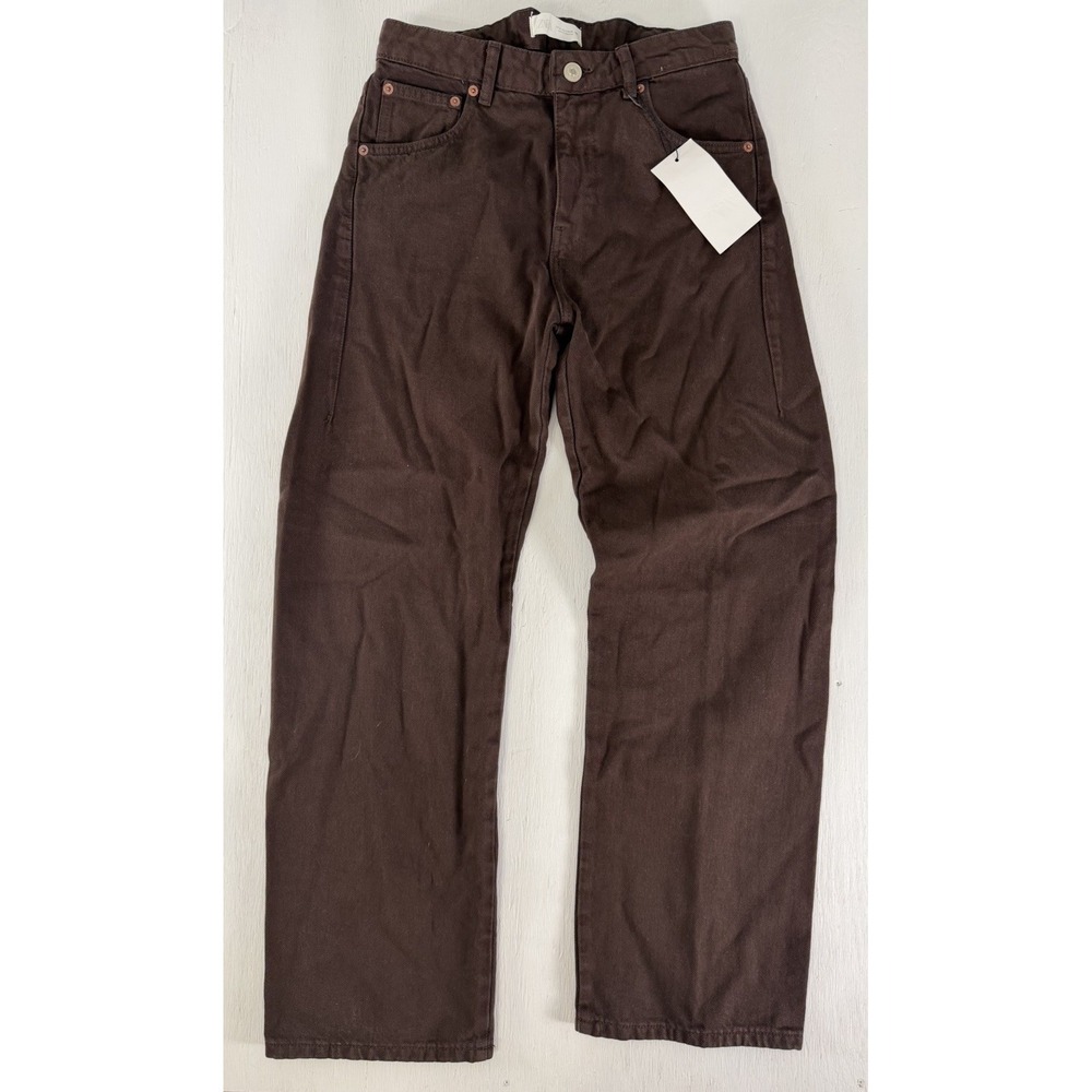 NEW‎ Zara Brown Jean Denim Pants Back Buckle US women's Size 4 0103/011 Relaxed